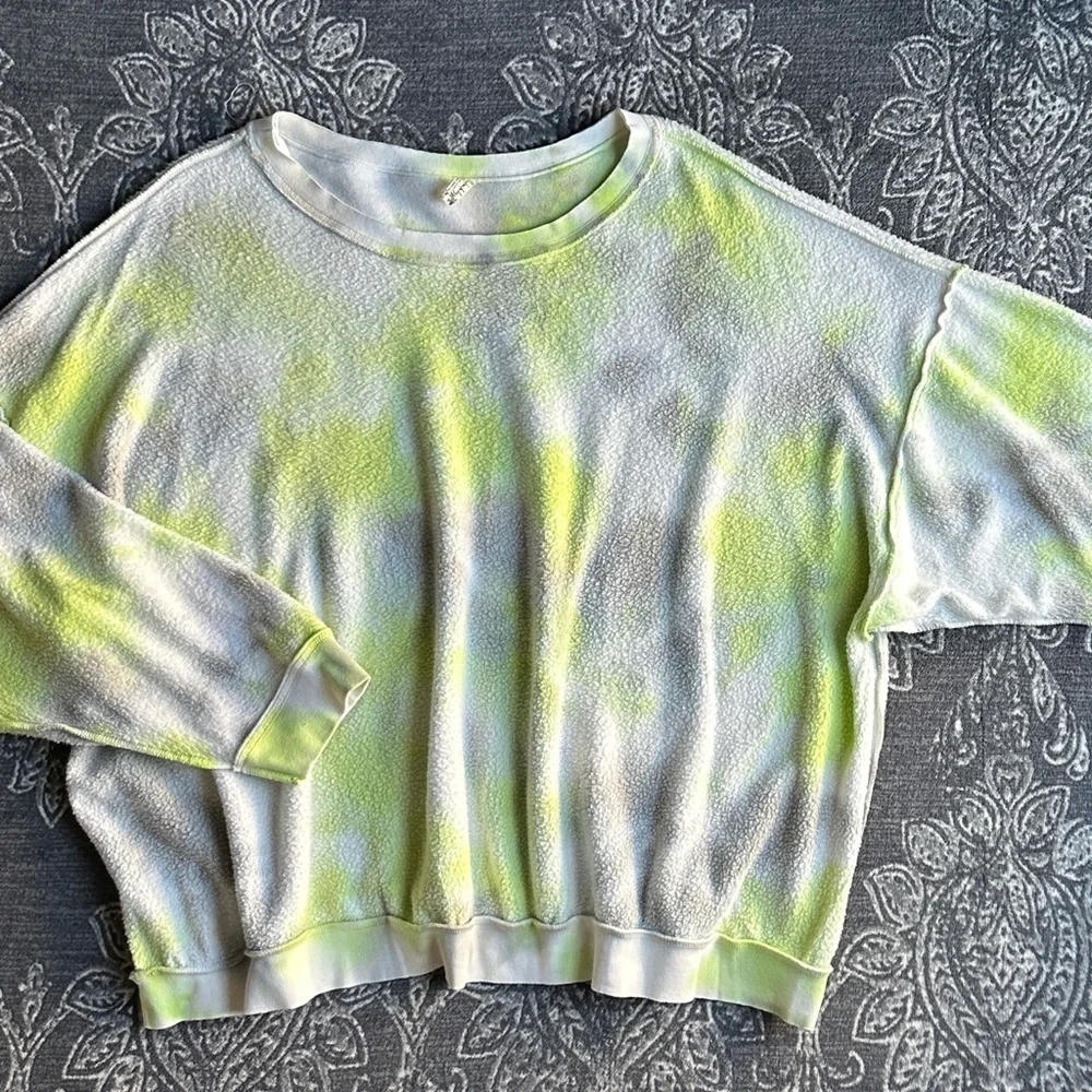 Free People Kelly Washed Tie Dye Set in Lime Size Large